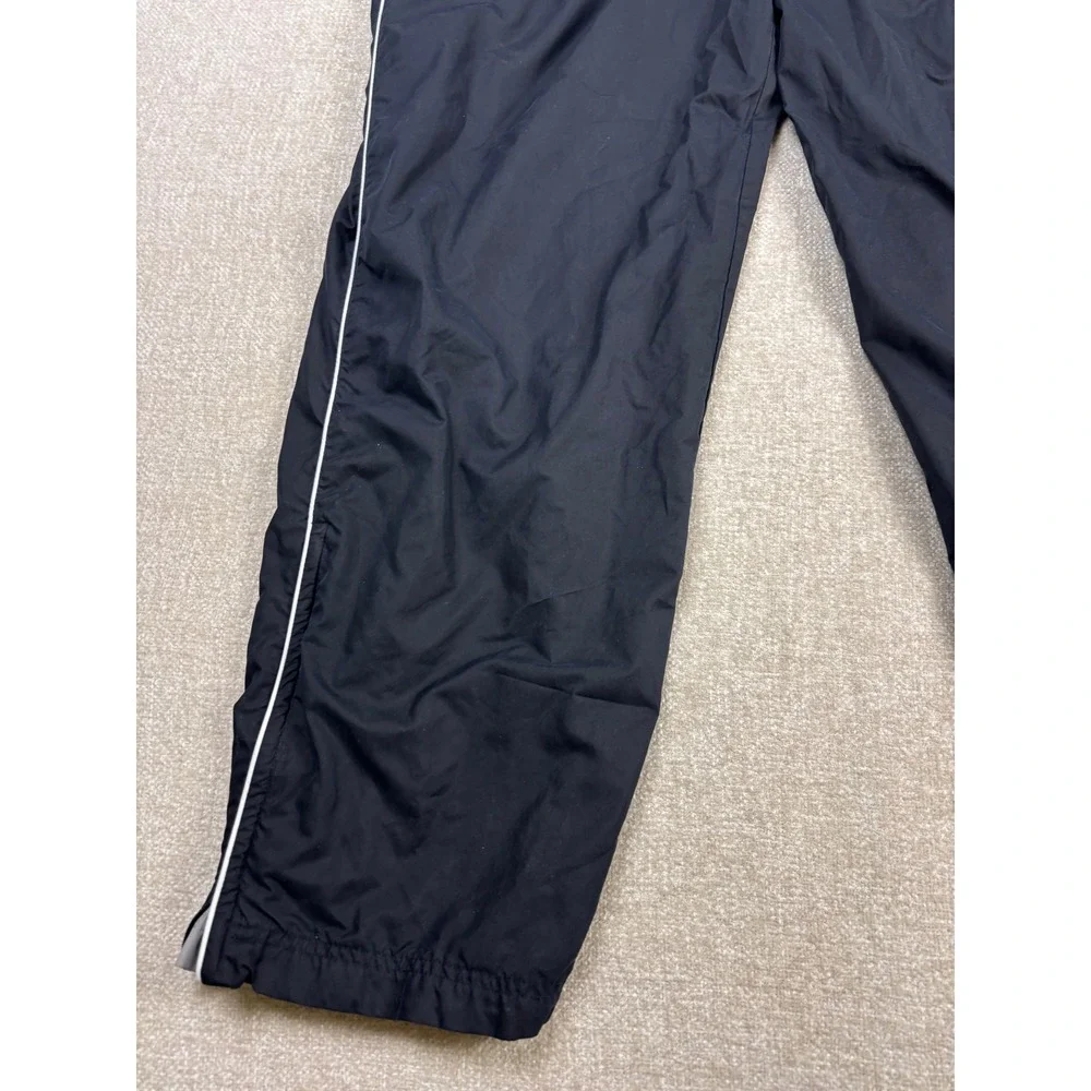Nike Mens XL Black Nylon Jersey Lined Track Pants White Piping Zipper Cuffs